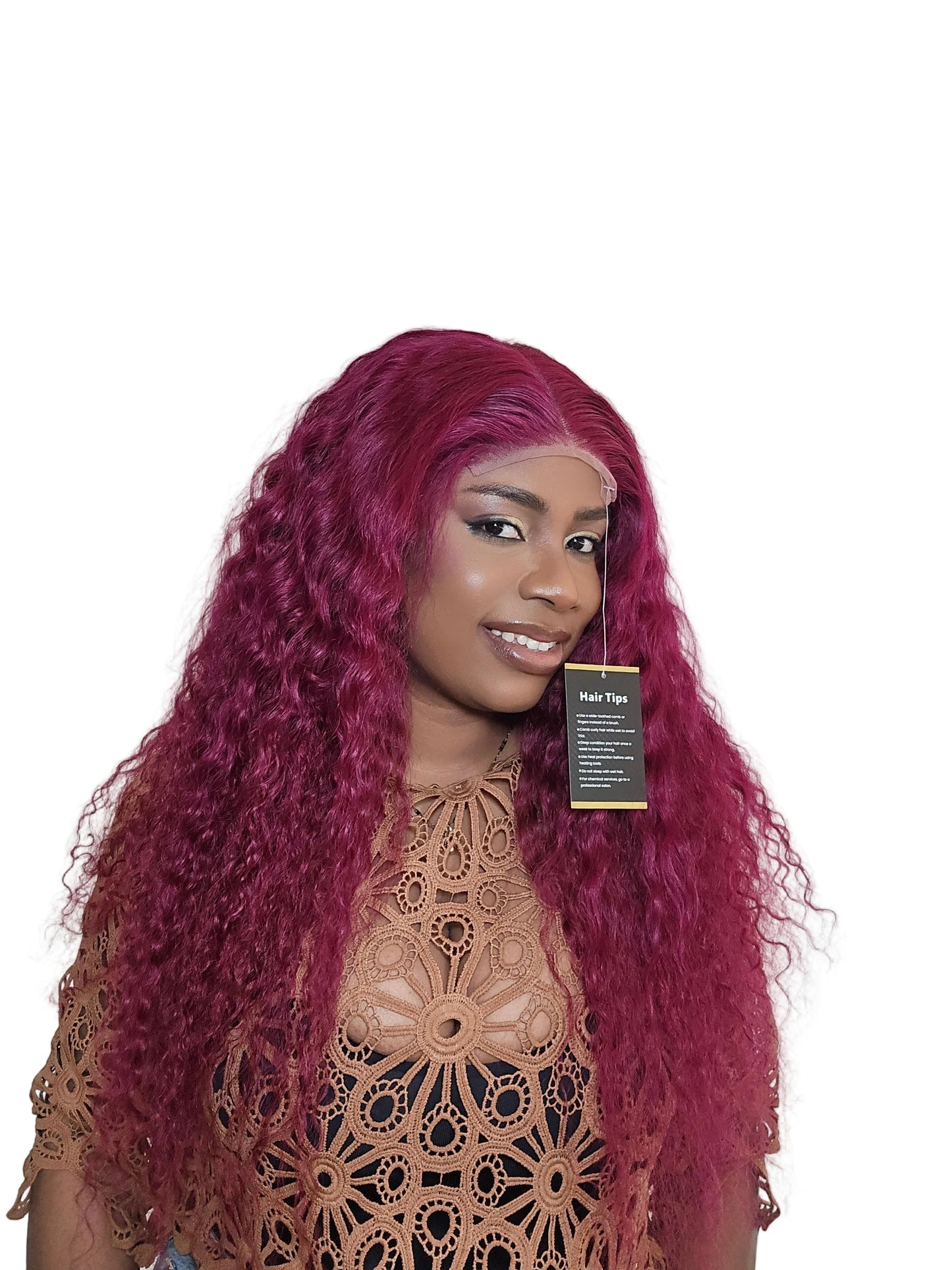 Burgundy Glueless Wavy 5x5 24inch